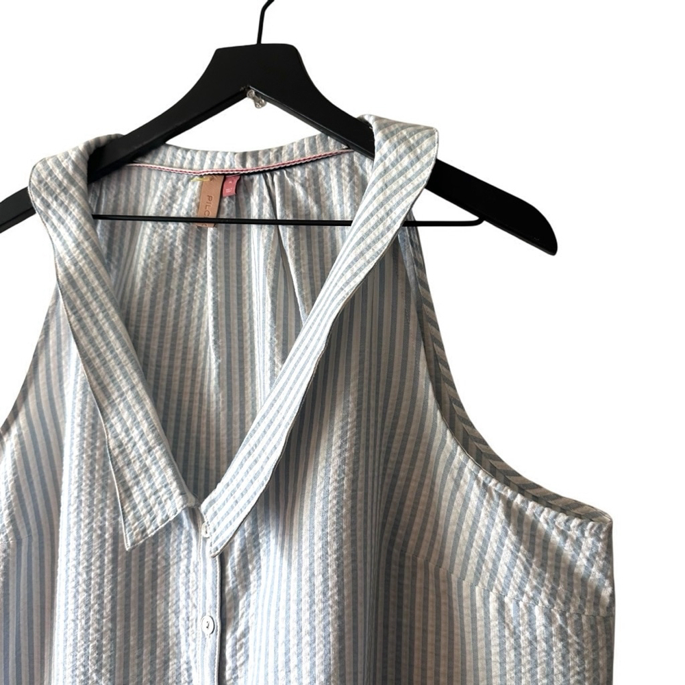 Anthropologie Pilcro Striped Tie-Front Buttondown Tank Women’s Size XL - Picture 2 of 8
